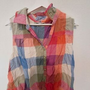 Multicolor Plaid Sleeveless Top